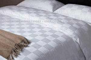 Mẫu Ga Giường Khách Sạn Trắng ô Vuông